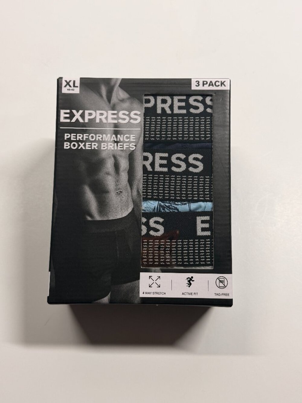 NWT Express Perfomance Microfiber Boxer Briefs - XL - Multi Colors - 3 Pack